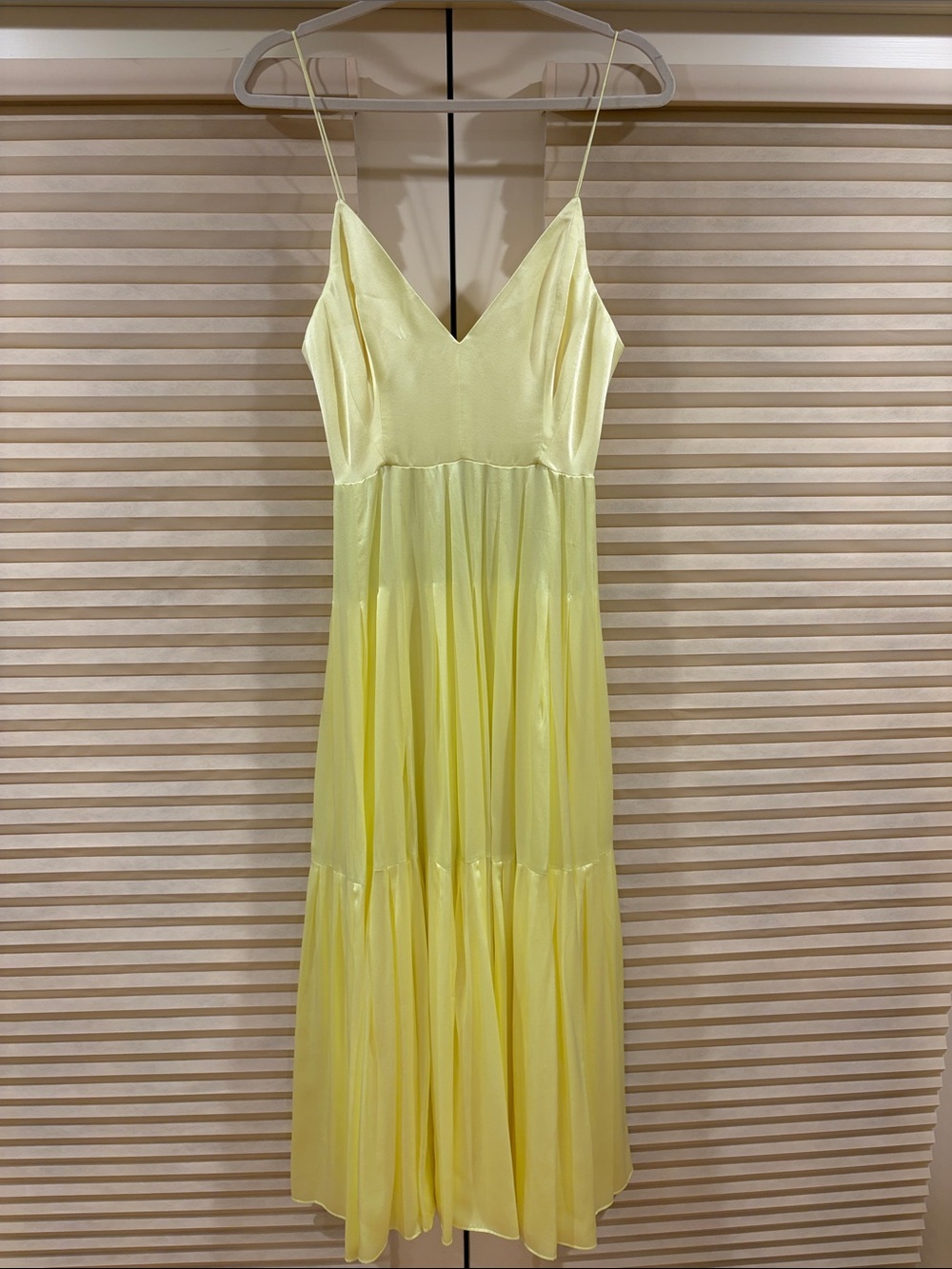 NWOT Alex Perry Lemon Yellow Spaghetti-Strap Maxi Dress, Size US 6